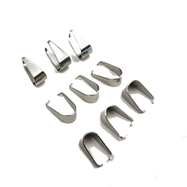200 Pcs Large 9*11 Mm Pendant Connectors Pinch Clip Bail for DIY Jewelry Making Findings Necklace Accessories Stainless Steel Pendant Clasp Melon See Matron Inn
