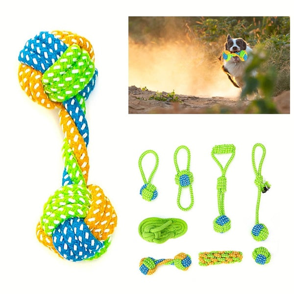 Cotton Dog Rope Toy Knot Chew Teething Toys Teeth Cleaning Pet Playing Ball For Small Medium Large Dogs