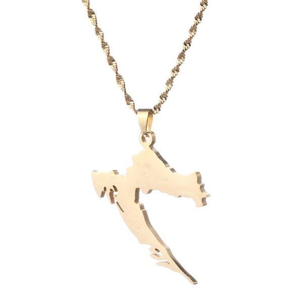 Croatie carte villes nom pendentif colliers acier inoxydable femmes filles cartes des bijoux croates