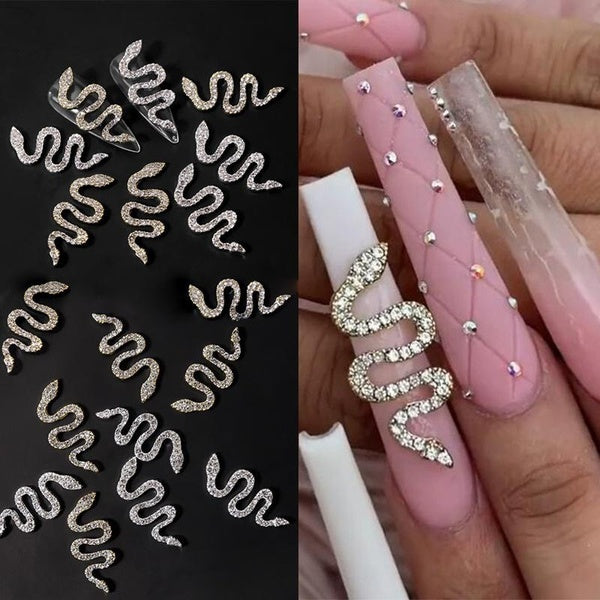 4pcs-5pcs Heart Snake Nail Art Charms Crystal Nail Decorations
