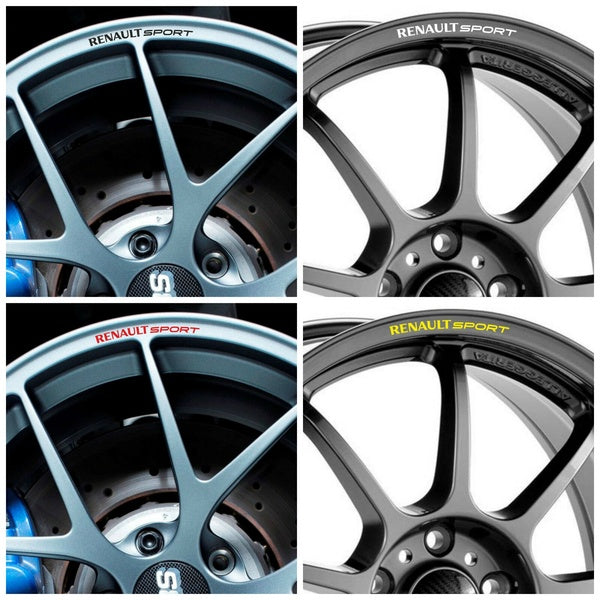 8x RENAULT SPORT Rims Alloy Wheels Curved Decals Stickers Clio Megane Twingo ...