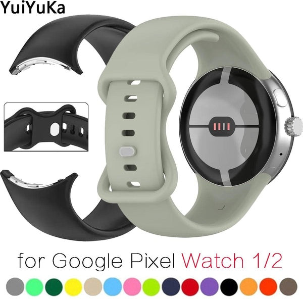 YuiYuKa No Gap Silicone Strap For Google Pixel Watch 1-2 Band Sport Watch Wrist Bracelet Accessories for Pixel Watch Active Band(1 Pcs Band) Matron Inn