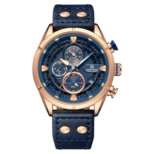 NAVIFORCE marque 8045 Cool mode Quartz hommes montre-bracelet étanche chronographe cadran rond pointeur lumineux conception montre