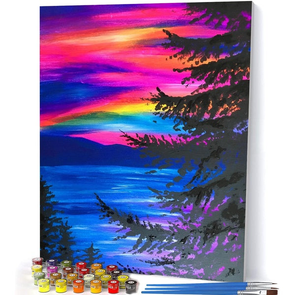 （Landscape）FIYO Diy Oil Paint by Numbers Kits for Adults and Kids Beginner on Canvas Fashion Oil Painting Wall Art for Gift( No Frame )