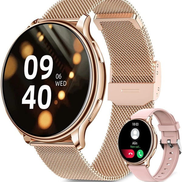 Montres intelligentes pour femme (répondre-passer un appel), tracker d'activité pour téléphones Android iOS Smartwatch étanche avec écran tactile HD
