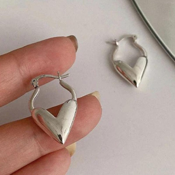 Minimalist Heart Hoop Earrings for Women Daily Casual Fashion Accessories Matron Inn