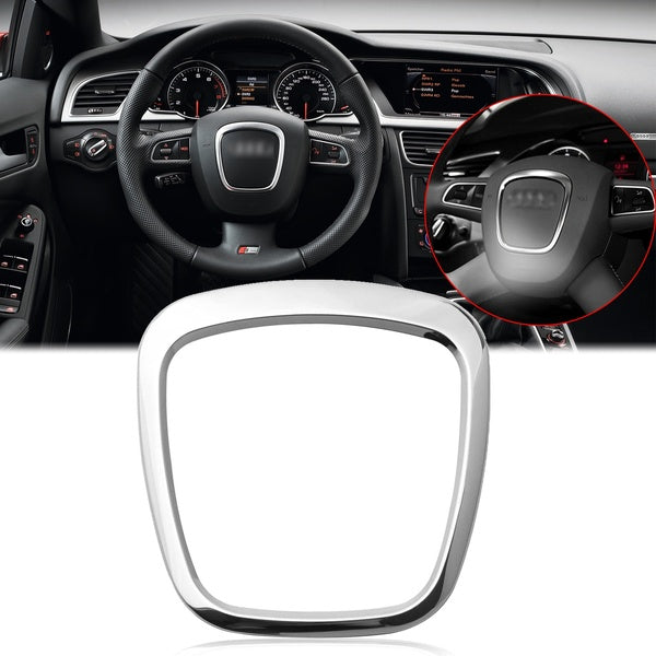Silver Interior Steering Wheel Cover Trim Emblem Center Frame For Audi A3 A4 A5 A6 A8 Q5 Q7