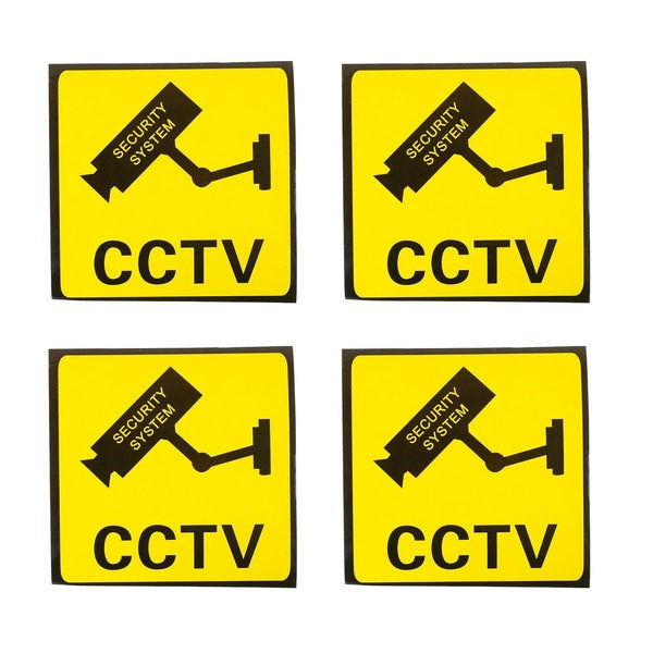 4pcs 11x11cm Warning Sticker Monitoring Warning Sign Security Warning Labels Video Camera Alarm Sticker Mark