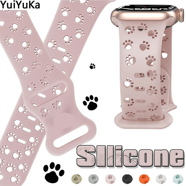 YuiYuKa Silicone Band for Smart Watch Ultra 2-Ultra 49mm 9 8 7 45mm 41mm Sport Printing Engraved Cat Soft Bracelet Strap Accessories for SmartWatch S