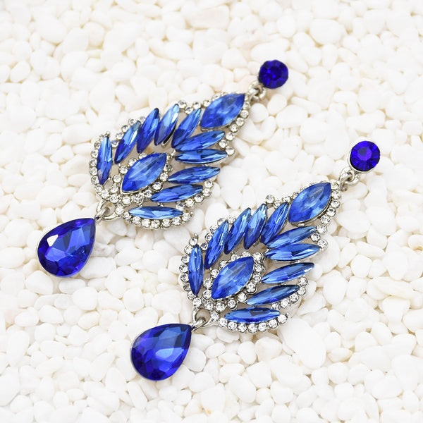 Boucles d'oreilles en strass fleur Boucles d'oreilles pendantes pour femme Accessoires de mode