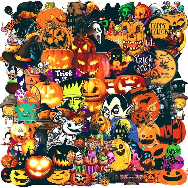 10-25-50-100pcs New style Halloween Stickers Halloween Pumpkin graffiti Stickers for DIY Luggage Laptop Motorcycle Sticker