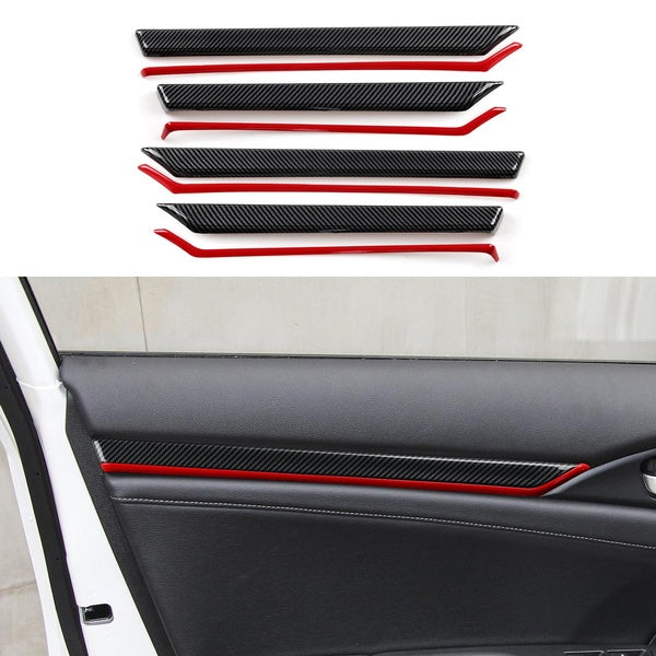 Car Door Strips Trim Decals for 10th 2016 2017 2018 2019 2020 2021 Honda Civic Accessories ABS Carbon Fiber Stickers