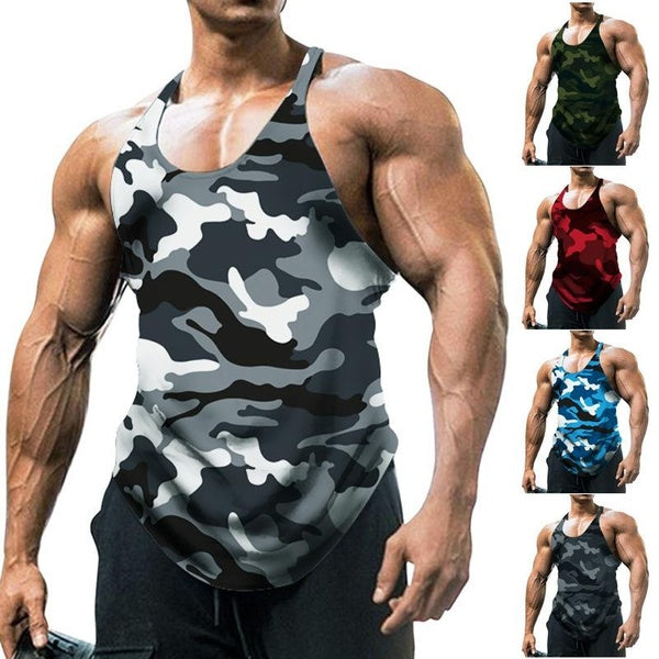 Débardeur sans manches pour hommes, imprimé Camouflage, à la mode, pour exercice, Fitness, T-shirt, gilet de Sport d'été