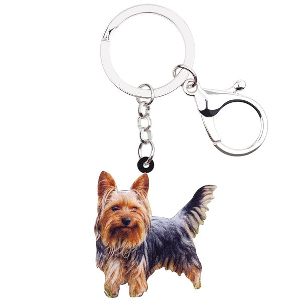 Acrylic Winking Yorkshire Terrier Dog Key Chains Ring Animal Keychains Keyring Jewelry For Women Girls Pet Handbag Car Key Charms Party Gift
