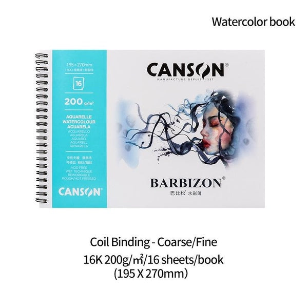 1 pièces CANSON BARBIZON 16 feuilles 16K aquarelle livre Grain fin 200g papier Art carnet de croquis pour peinture débutants artistes fournitures d'a