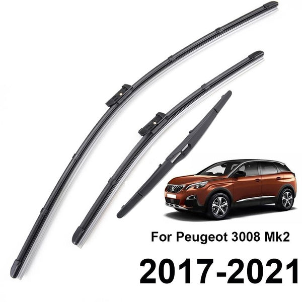 Car Wiper Blades For Peugeot 3008 3008GT GT 2017 2018 2019 2020 MK2 Front & Rear Windscreen Windshield Wipers Car Accessories