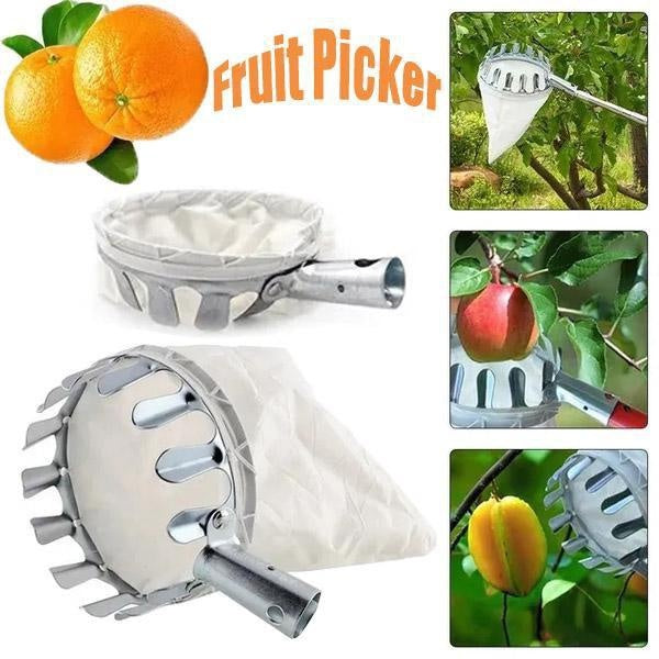 4-2-1pcs Metal Fruit Picker Convenient Fabric Orchard Fruit Catcher Gardening Orange Peach High Tree Picking Gardening Tools