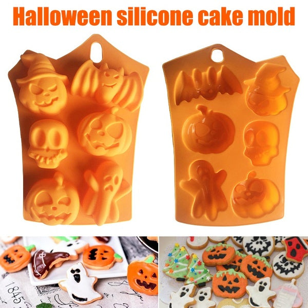 Halloween Silicone Mold Bats Spooky Pumpkin Cartoon Chocolate Baking Soap Maker Candy Making Moulds Halloween Party
