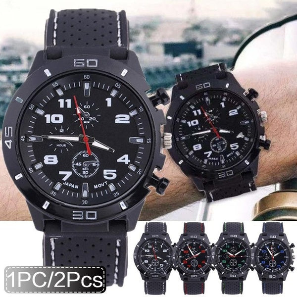 1 PC-2 pièces mode hommes montre-bracelet hommes numérique Quartz Silicone bande Sport hommes montres 4 couleurs disponibles
