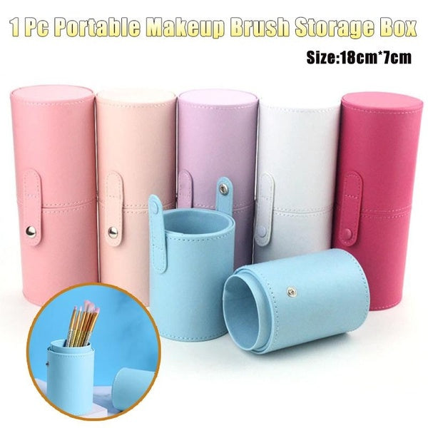 1 Pc Empty PU Leather Makeup Brush Storage Box Cosmetic Cup Case Makeup Brush Pen Holder