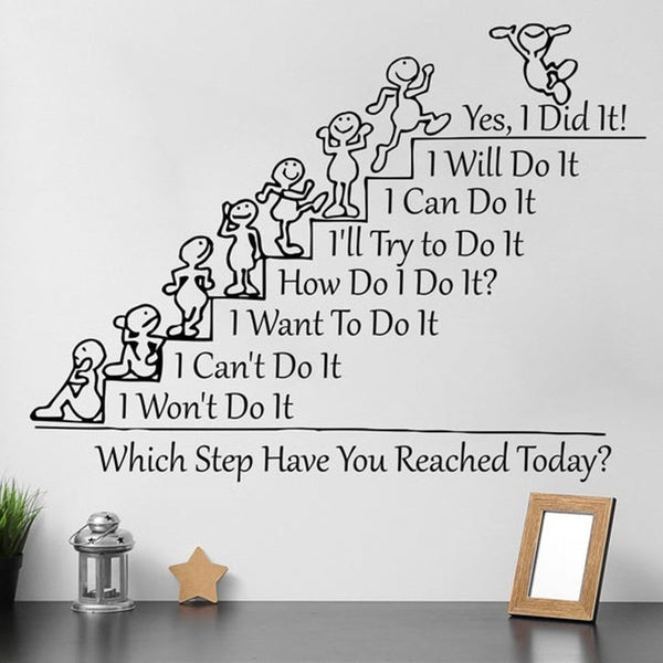 Motivation Quote Vinyl Wall Decal Which Step Have You Reached Today Team Building School Classroom Office Bedroom Decor