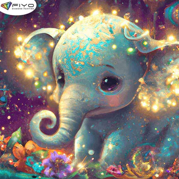 FIYO Cartoon Elephant Diamond Painting Kits For Adults DIY 5D Diamond Mosaic Diamond Painting Home and Kitchen Fashion Canvas Pictures Wall Decoratio