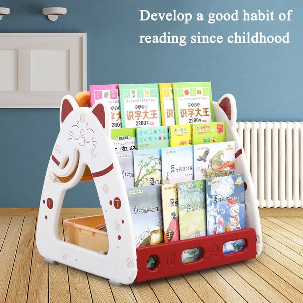 Children's baby cartoon bookshelf children's household floor finishing picture book shelf multifunctional bookshelf drawing board storage rack