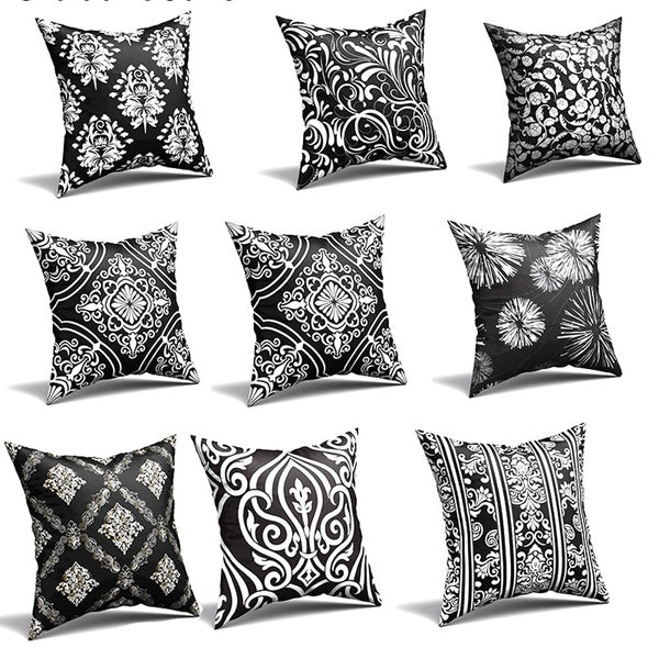 18inch Totem Pillowcase Black and White Pillow Case Decor Sofa Throw Pillows Room Pillow Cover Decorative (45*45cm)