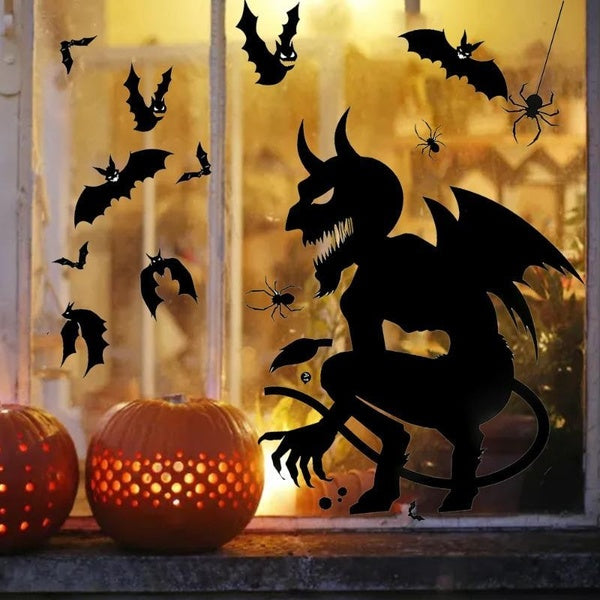 Halloween Window Sticker Ghost Pumpkin Devil Window Door Static Stickers Glass Decal Home Halloween Party Decoration