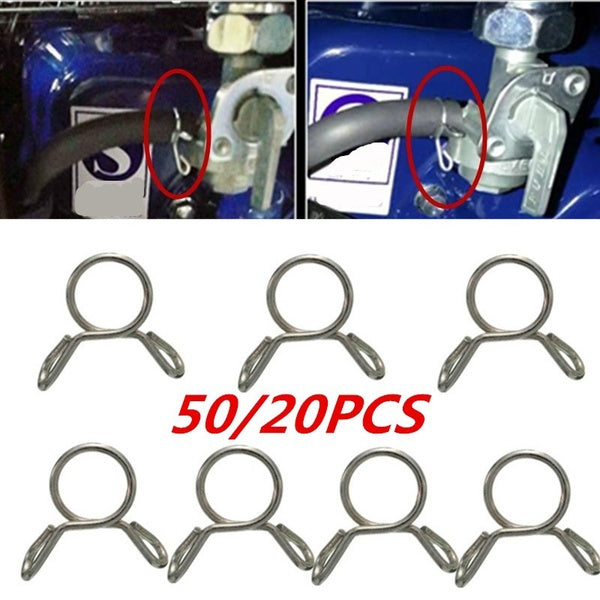 50-20pcs Steel Pipe Clamp Water Pipe Clamp Spring Clamp Anti-rust and Durable Fuel Line Hose Tubing Spring Clip Clamp 7mm for Motorcycle ATV Scooter