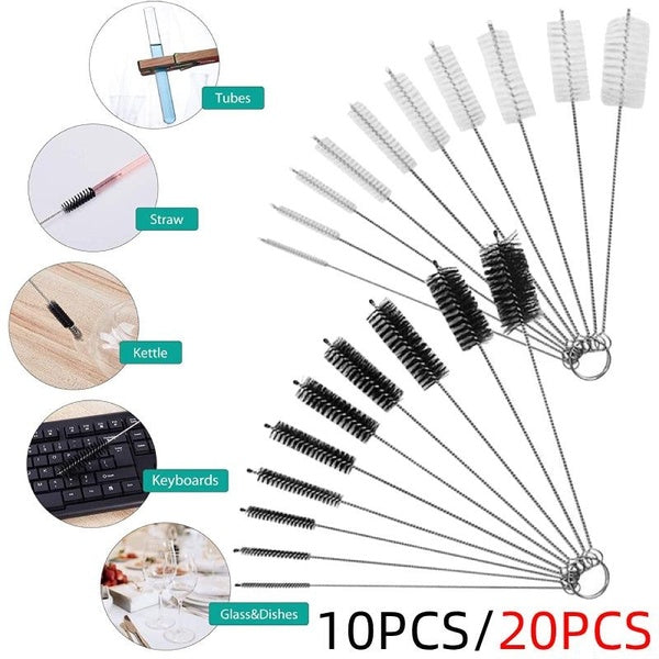 20 pièces-10 pièces brosse de nettoyage de paille de différentes tailles, brosse de nettoyage de paille, brosse de nettoyage de tube, brosse longue,