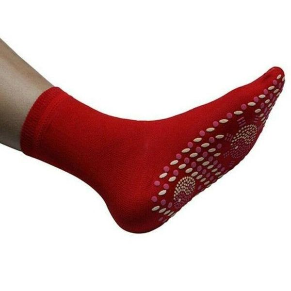 Red Color 1Pair 1 pair Tourmaline Magnetic Socks Self Heating Pain Relief Therapy