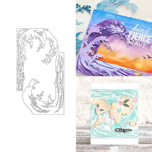 Bricolage vague meurt cadre matrices de découpe en métal pour la fabrication de cartes Scrapbooking faisant des coupes de gaufrage artisanat de pocho