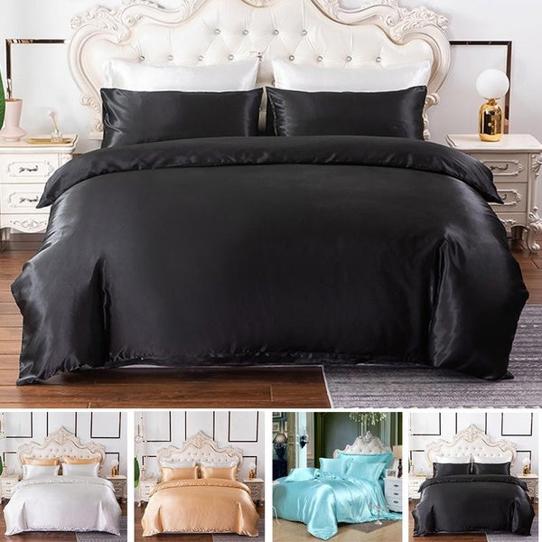 Luxury Nude Sleep Satin Silk Bedding Set Comforter Sets Soft Silk Feel Satin Twin-Queen-King Size