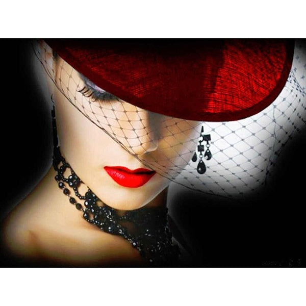DIY 5D Diamond Painting Lady With Hat by Number Kits Painting Cross Stitch Full Drill Crystal Rhinestone Embroidery Pictures Arts Craft for Home Wall