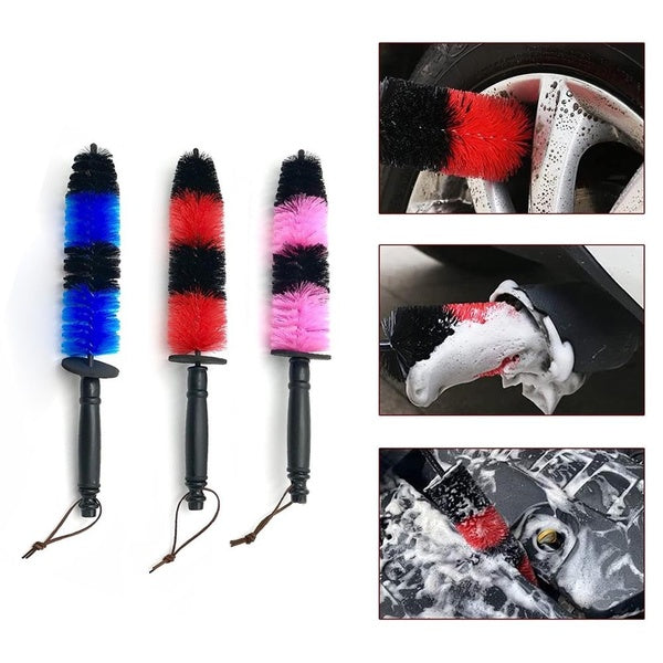 Ceyes Wheel Rim Brush, Soft Bristle Long Master Car Wheel Brush Rim Tire Detailing Brush Car Washing Brush for Wheels Rims Exhaust Tips Vehicle Engin