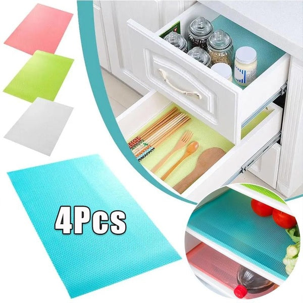 4 Pcs Refrigerator Liners Mats Washable, Refrigerator Mats Liner Waterproof Oilproof, Fridge Liners for Shelves, Cover Pads for Freezer Glass Shelf C