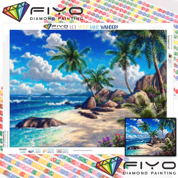 FIYO Beach DIY 5D Diamond Painting Full Drill with Number Kits Maison et Cuisine Mode Mosaïque Diamant Peinture Toile Décoration Murale Cadeau Artisa