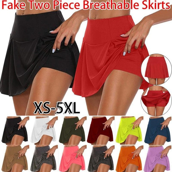 Nouvelles Femmes Double Couche Athlétique Fitness Yoga Jupe Courte Badminton Respirant À Séchage Rapide Jupes Sport Anti Exposition Tennis Jupe