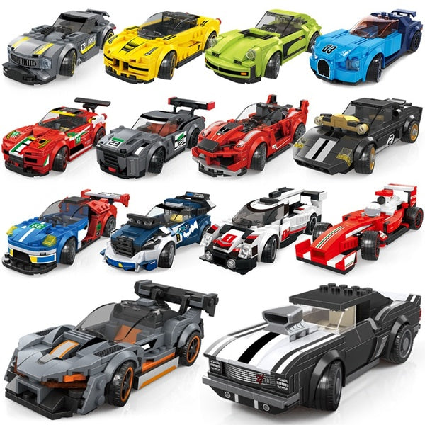 Super Racing Car Building Blocks Mini Model Toys Cars DIY Bricks Kits for Children Kids Gifts