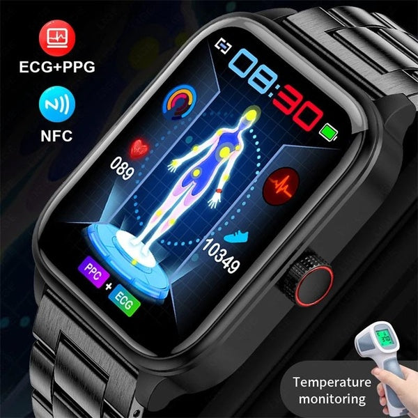 2024 New Health Monitor Smart Watch Men ECG+PPG Bluetooth Call AMOLED Screen Watches Waterproof Smartwatch Men Fitness Tracker Reloj Inteligente