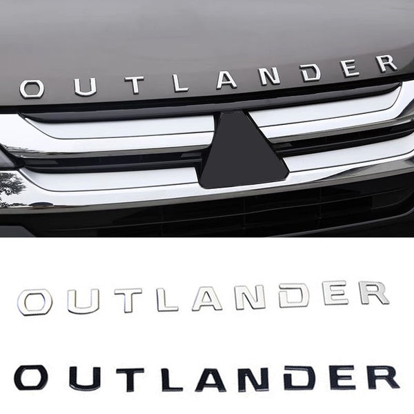 For Mitsubishi Outlander ABS Chrome Car 3D Letters Hood Emblem Logo Badge Car Stickers Styling Car Decal Accessories