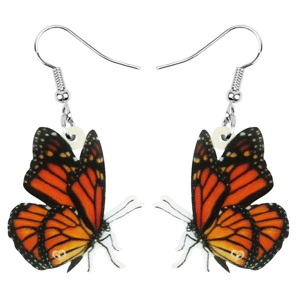 Acrylique Orange monarque papillon boucles d'oreilles esthétique Animal balancent goutte bijoux pour femmes filles enfants charme à la mode cadeau ac