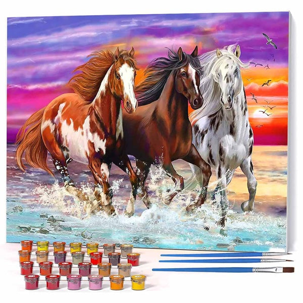 FIYO Diy Horse Paint by Numbers Kits for Adults and Kids Beginner on Canvas Fashion Oil Painting Wall Art for Gift( No Frame )