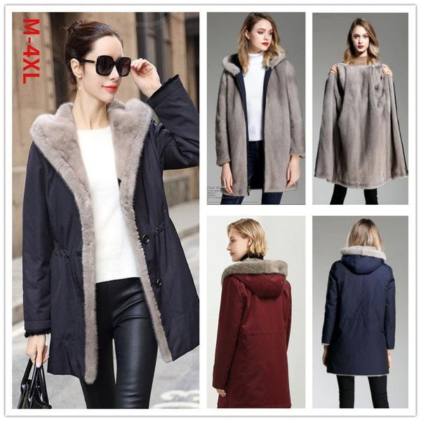 Pai Overcomes Women's Mid Length Waist Collection New Imitation Outerwear Imitation Sable Coat Imitation Fur Coat