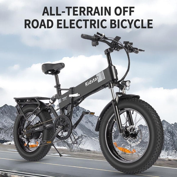 New Arrivial Ridstar 20" 1000W 48V Electric Folding Bicycle Fat Tire 30MPH eBike 14Ah Battery