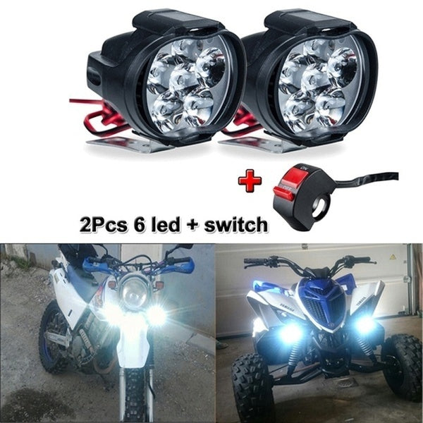 2 pièces 6-9 LED moto lumière phare assemblage 10 W + interrupteur universel Scooter brouillard projecteur 6000 K blanc moto DRL lampe