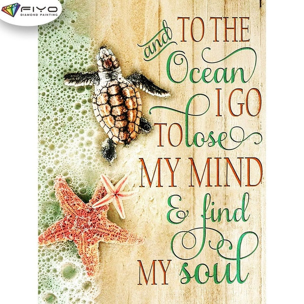 FIYO Turtles and Starfish Diamond Painting Kits For Adults DIY 5D Diamond Mosaic Diamond Painting Home and Kitchen Fashion Canvas Pictures Wall Decor
