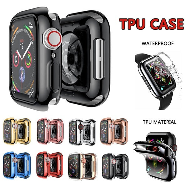 watch case for Apple Watch SE 6 44mm 40mm 42mm 38mm cover for iWatch 5-4-3-2-1 series protective case soft transparent TPU screen protector full cove