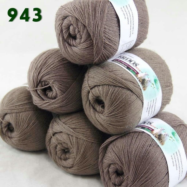 Sale 6 ball x50gr LACE Soft Crochet Acrylic Wool Cashmere Crocheting hand knitting Fashion Home Decor Living Yarn Mocha 43 Professionally sell all ki